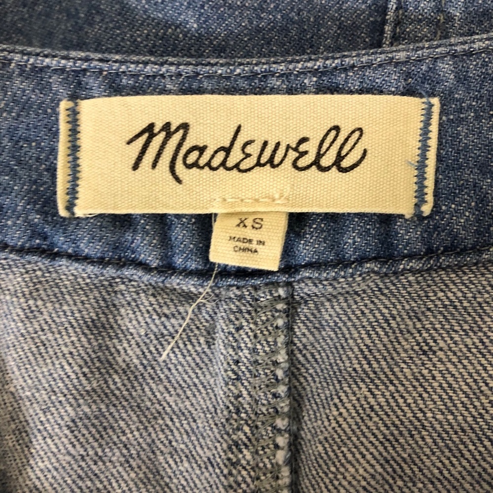 Madewell Linen Blend Denim Popover Swing Dress - Picture 8 of 9